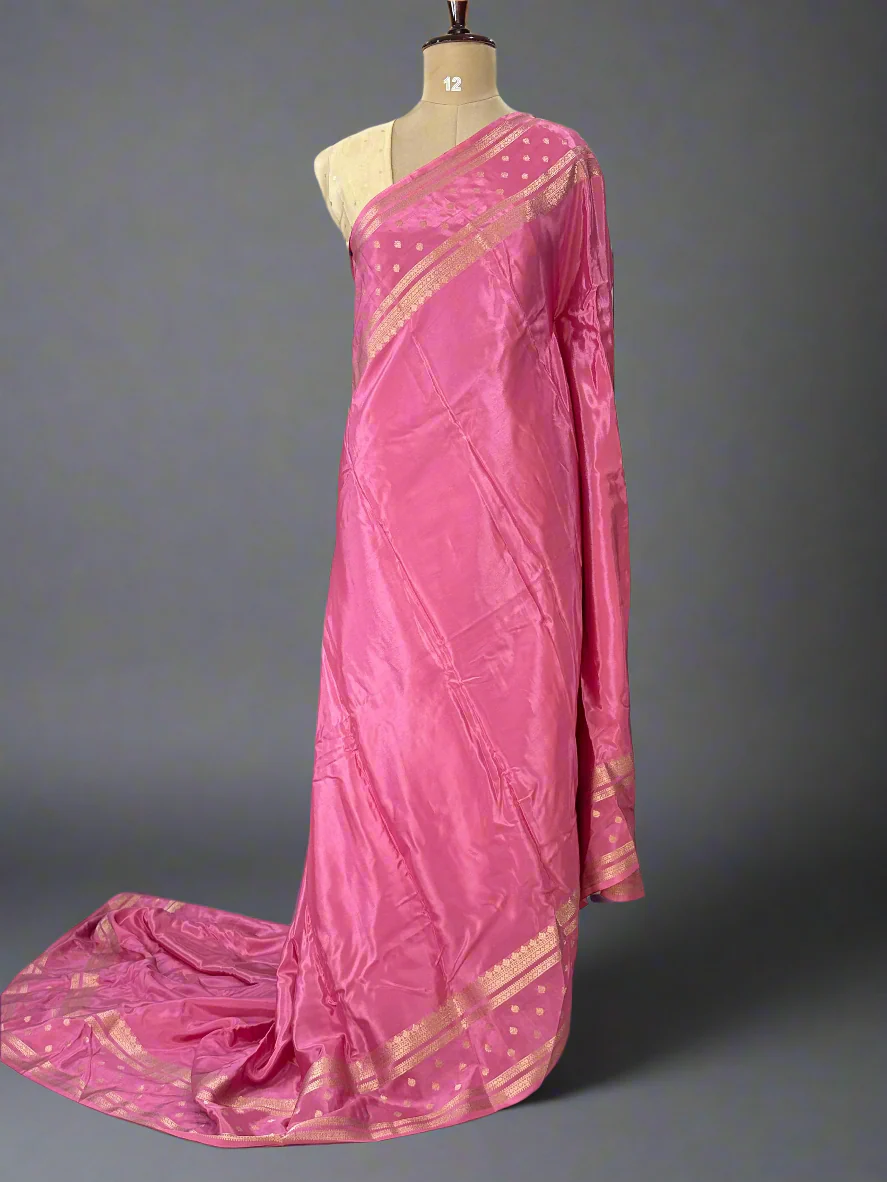 Pastel pink Bentex Semi Mysore Crepe Saree – Elegant Traditional Saree for Weddings & Festive Occasions,semi mysore-09