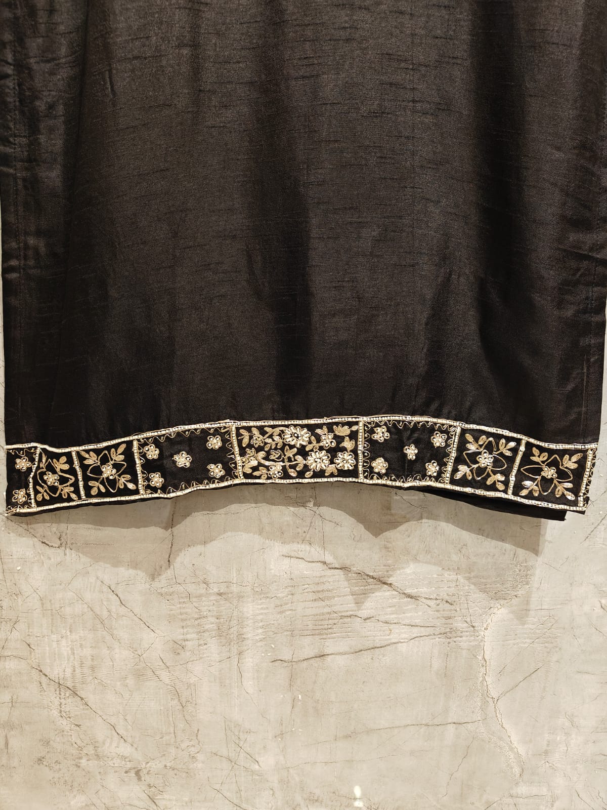 Black Dola Silk Kurtha 66 Hand Embroidery  with Banarasi Dupatta - Image 6