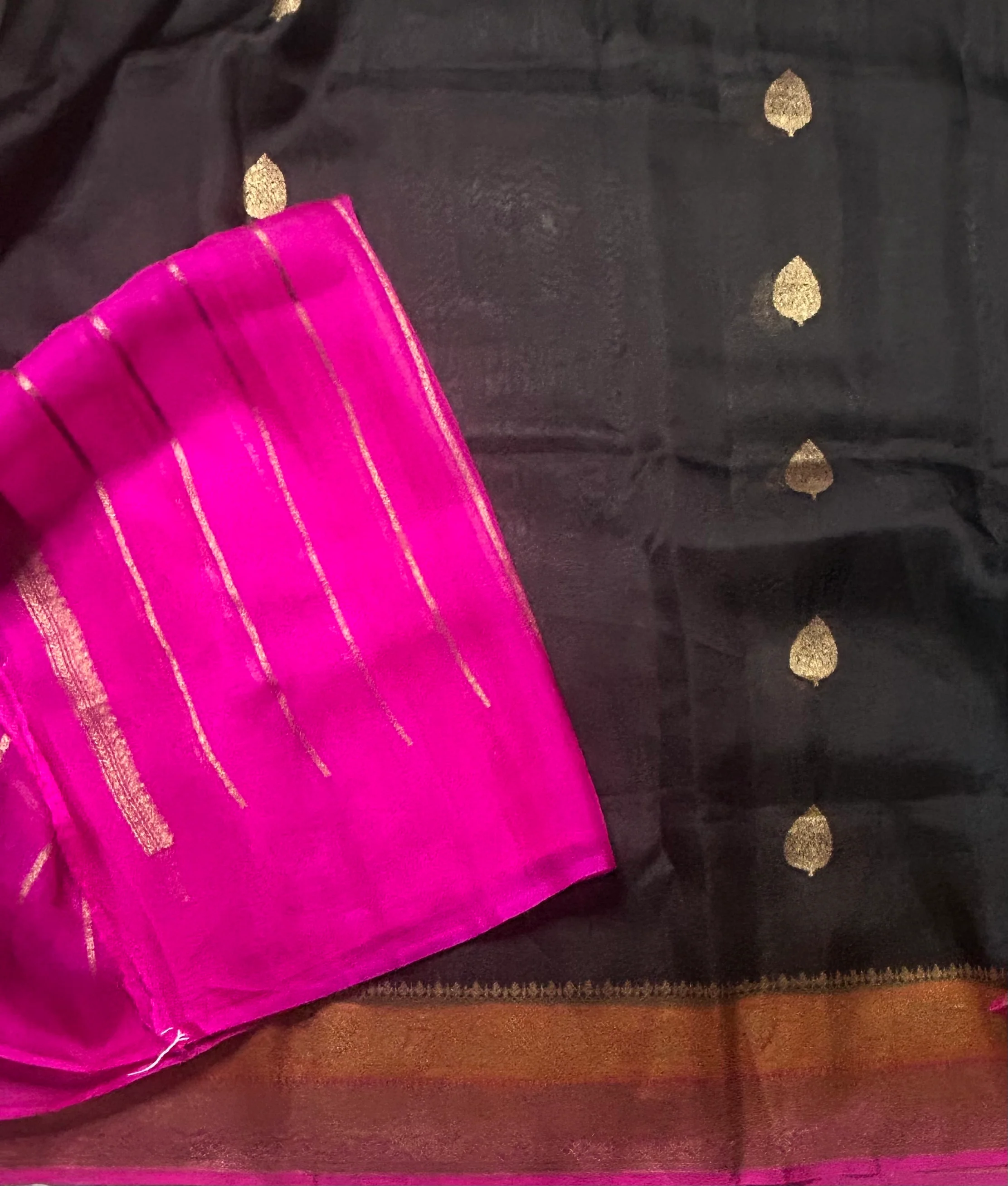 Black  pure kora organza 103 saree - Image 3