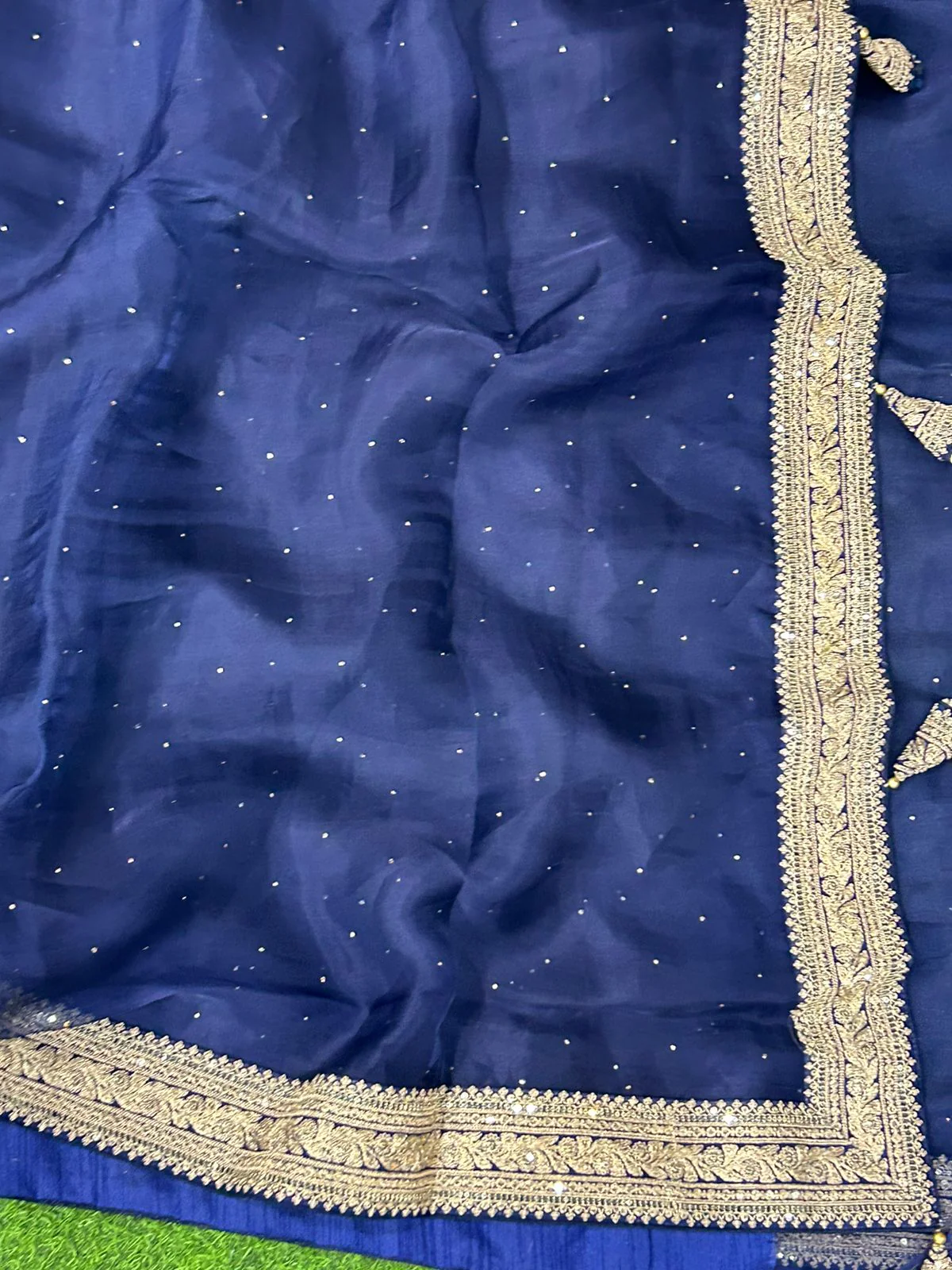 Navy blue sabyasachi inspired pure organza saree - Image 2