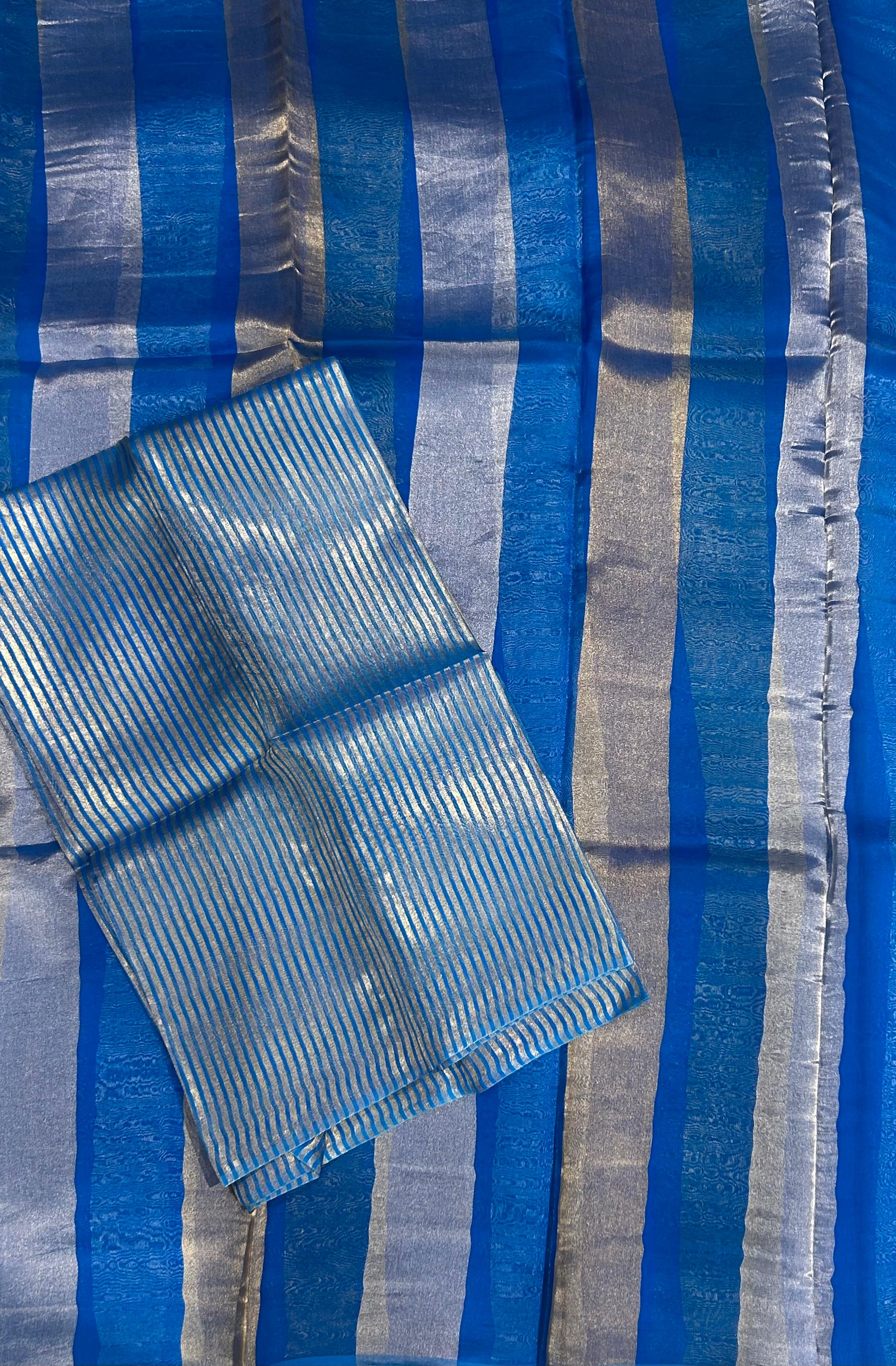 Blue-02 pure organza tissue -101 saree - Image 3