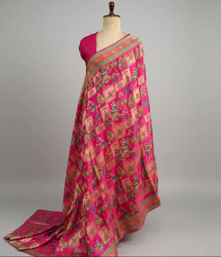 Pink dola crepe silk saree 101 - Image 2
