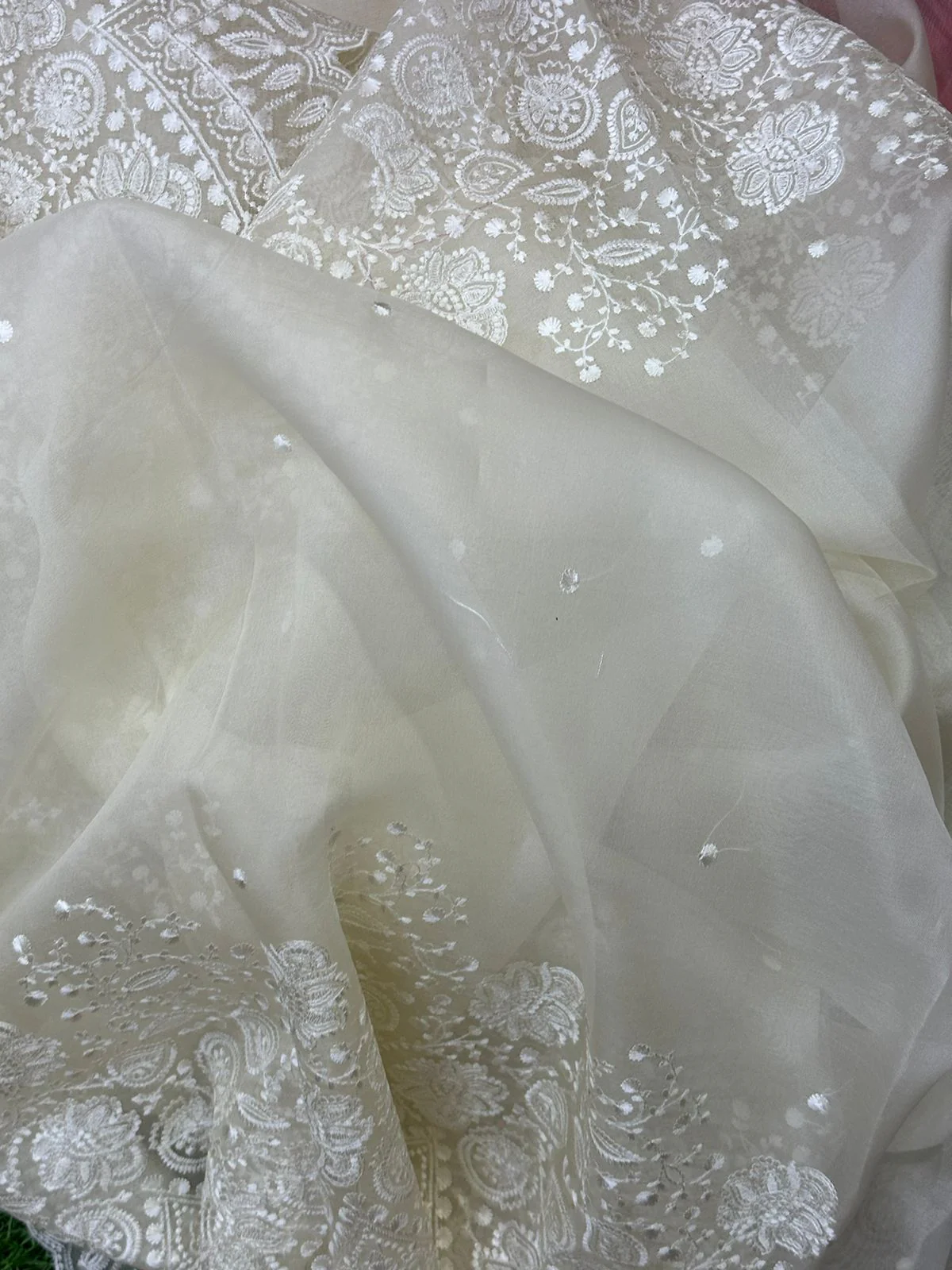 Pure Organza Saree – Elegant Lightweight Designer Saree for Weddings & Parties Deepika Padukone organza - Image 5