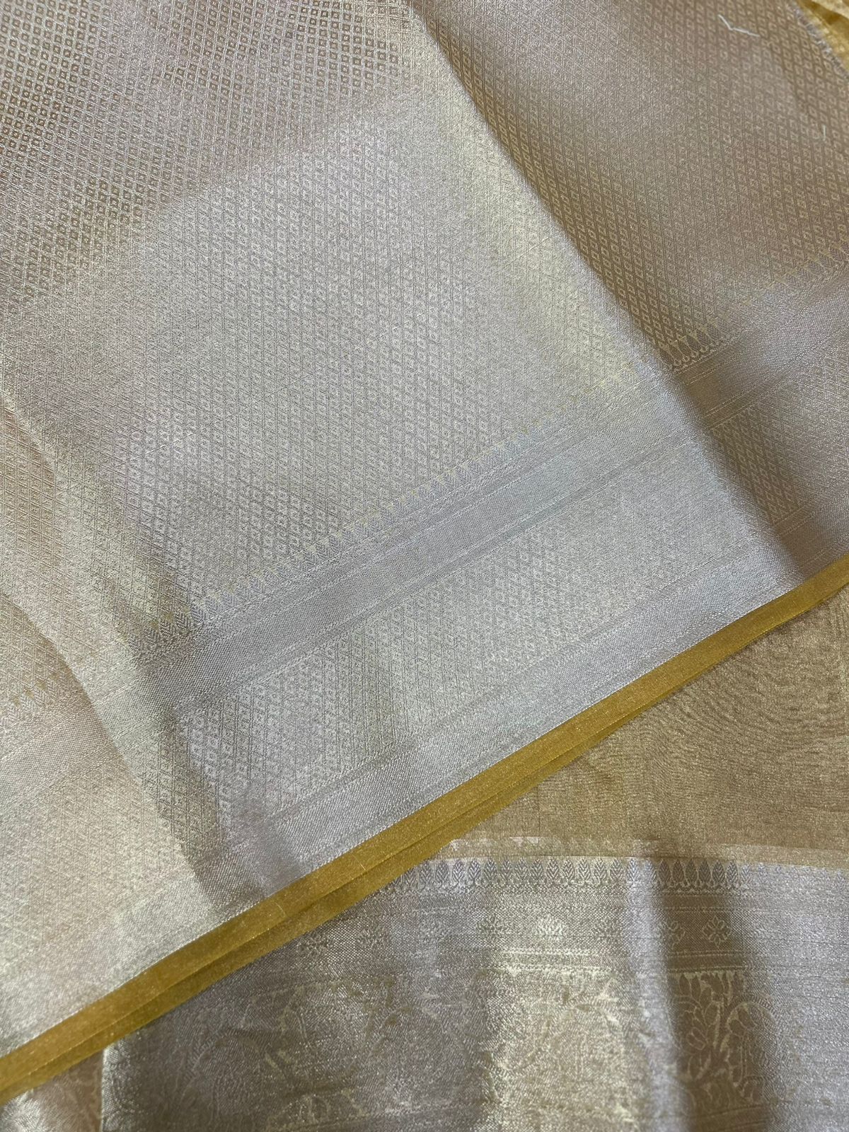 Yellow golden 01 plain pure tissue saree - Image 3