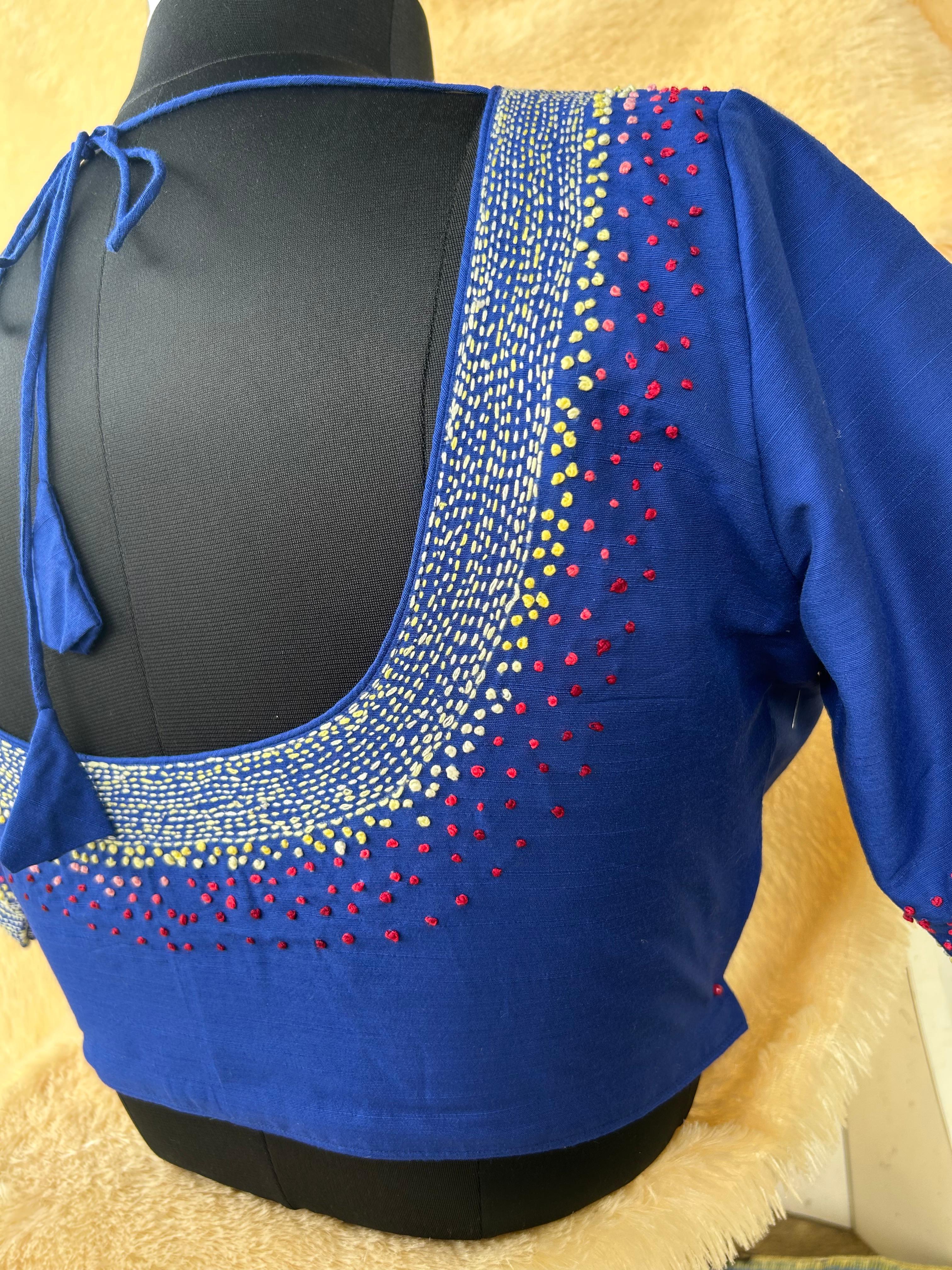 Blue knot handwork-09 blouse - Image 3
