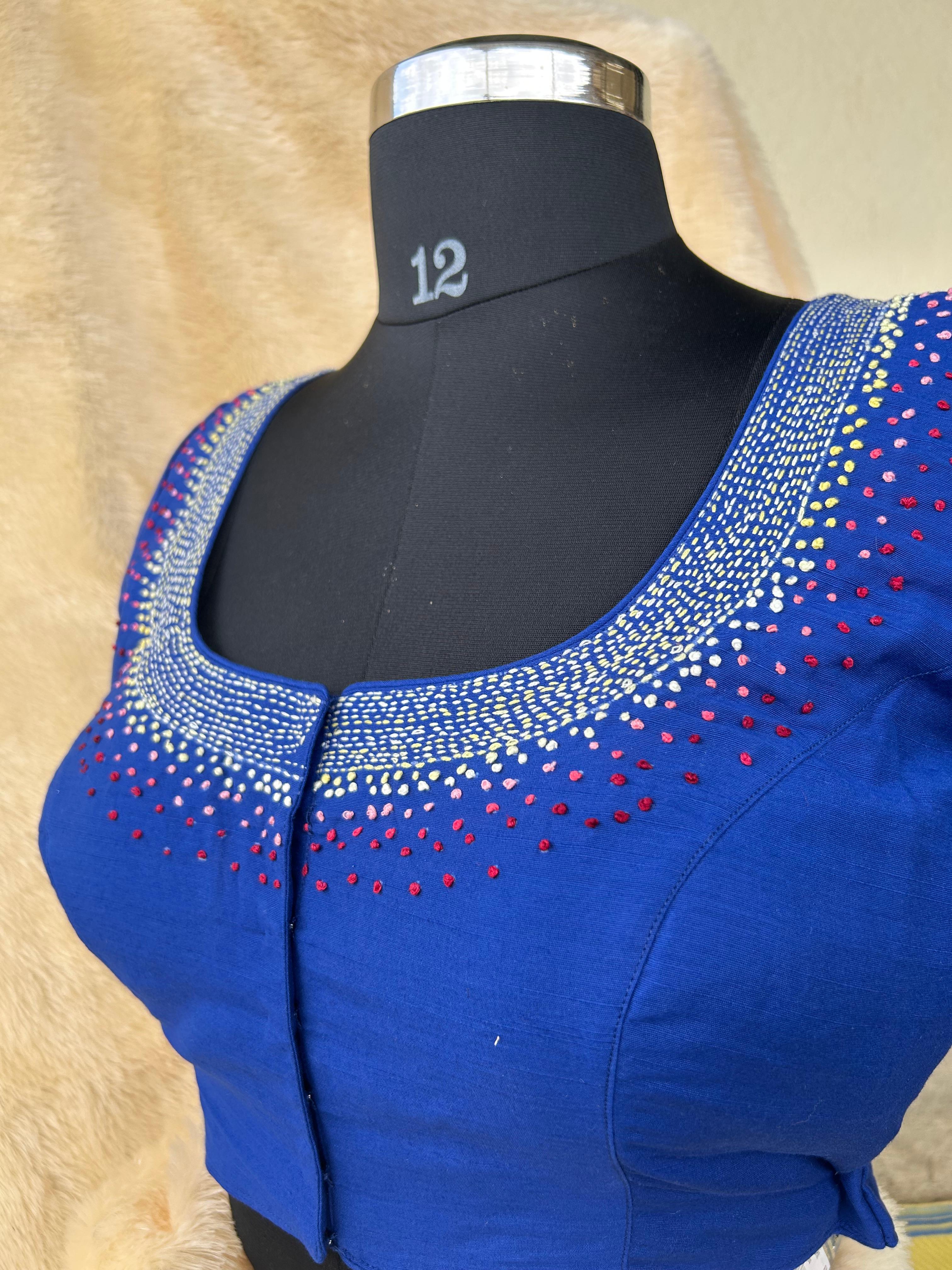 Blue knot handwork-09 blouse - Image 5