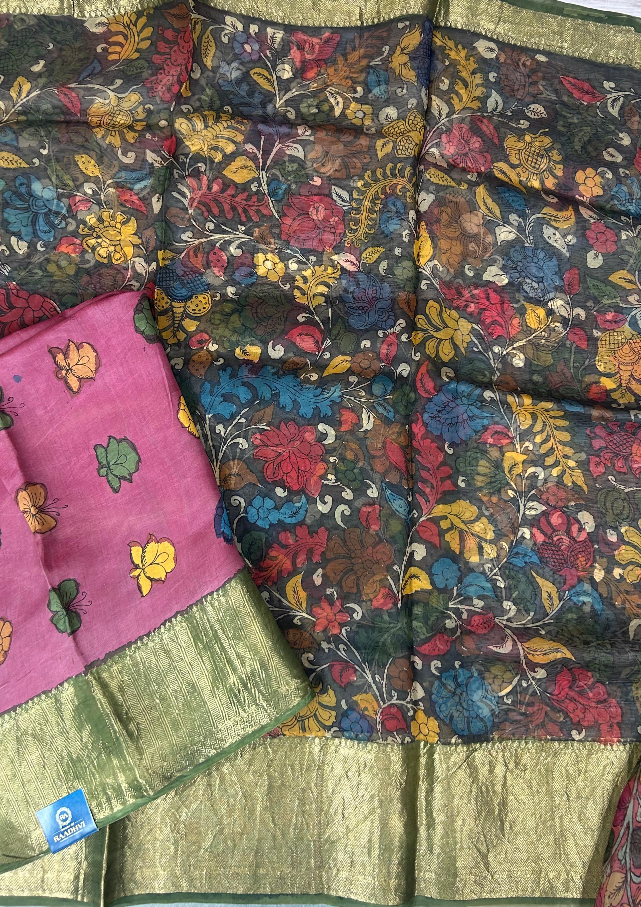 pure organza kalamkari saree 101 - Image 3