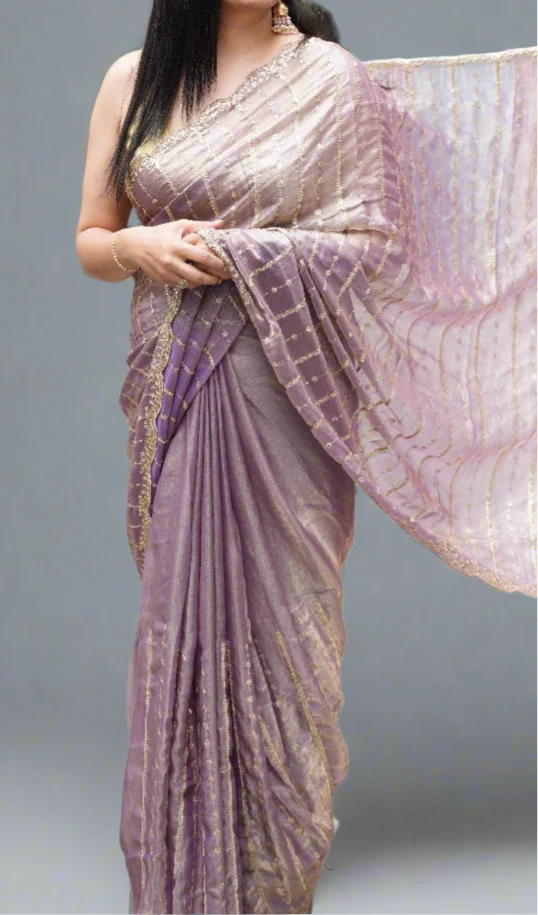 Elegant Organza Tissue Party Wear Saree | Lightweight Designer Saree for Weddings & Festive Occasions(organza tissue-09) - Image 6