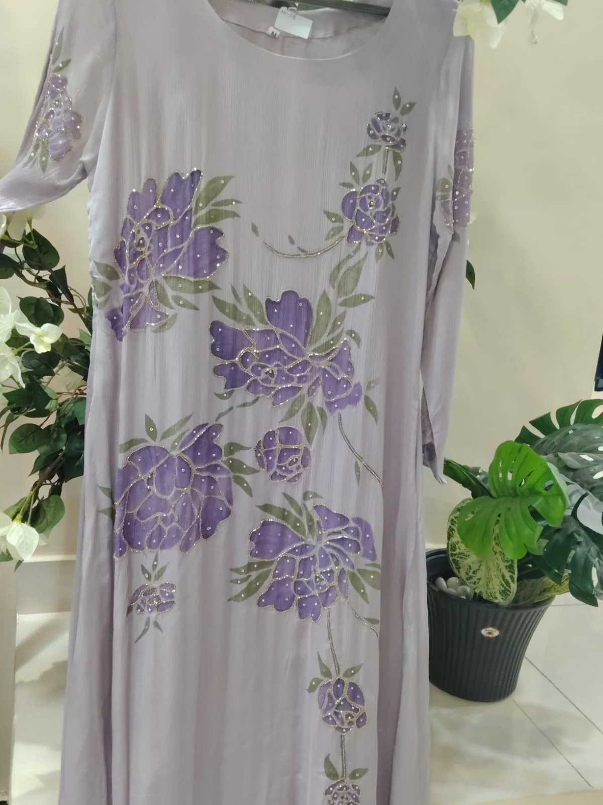 Purple Airline Chinnon Hand Embroidery Kurtha 765 - Image 2