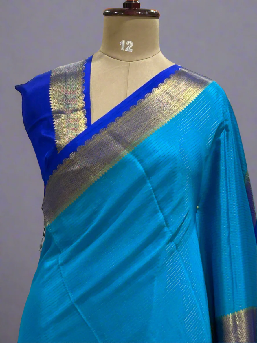 Half n half pure Mysore 08 crepe silk saree - Image 3