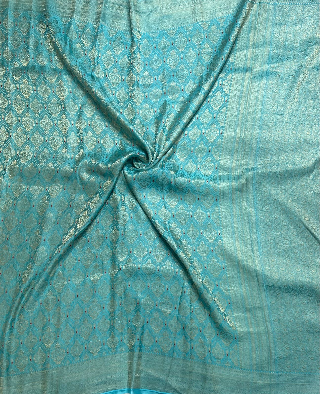 Light blue brocade pure mysore-104 silk saree - Image 2