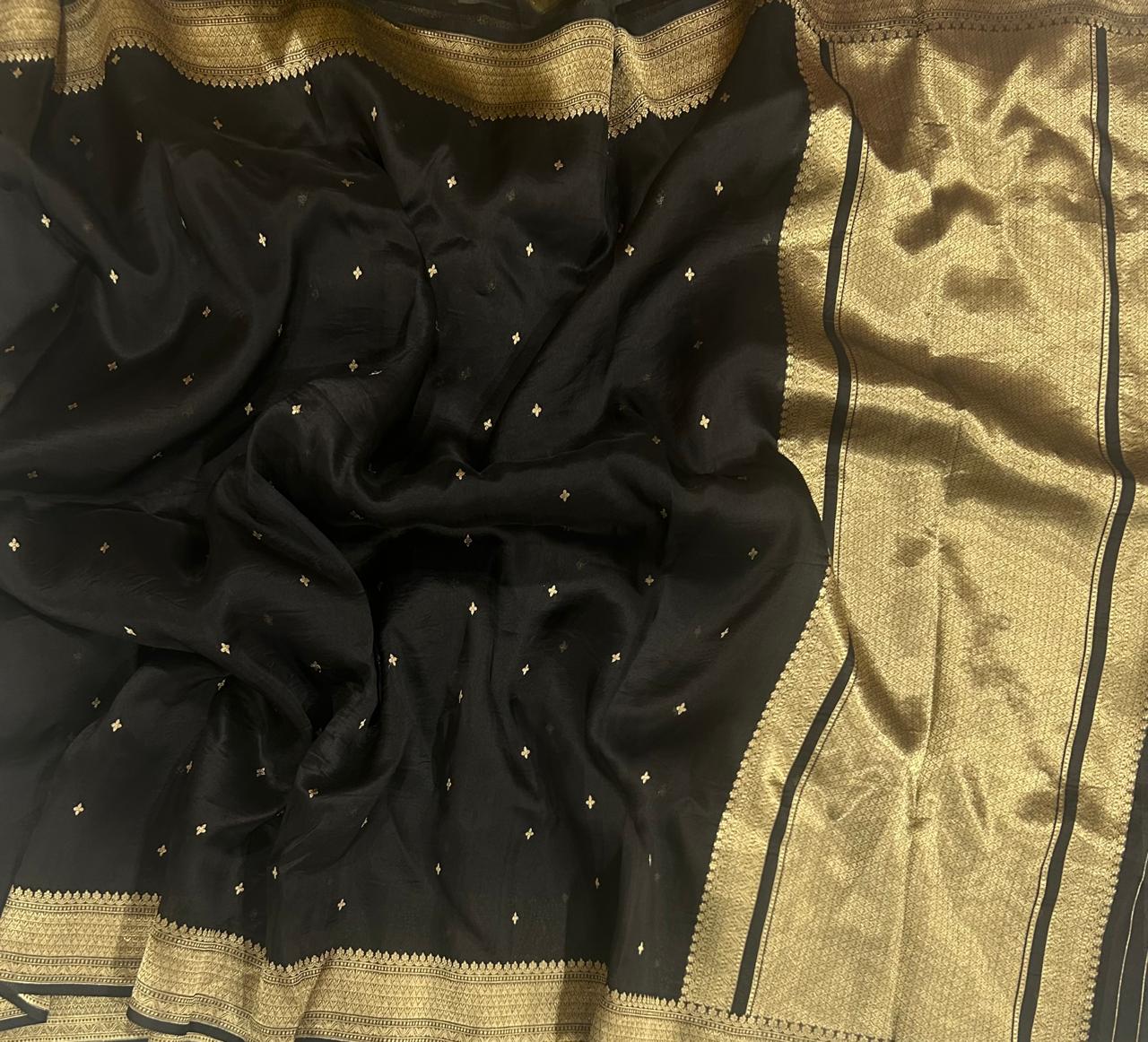 black pure kora organza 102 saree - Image 2