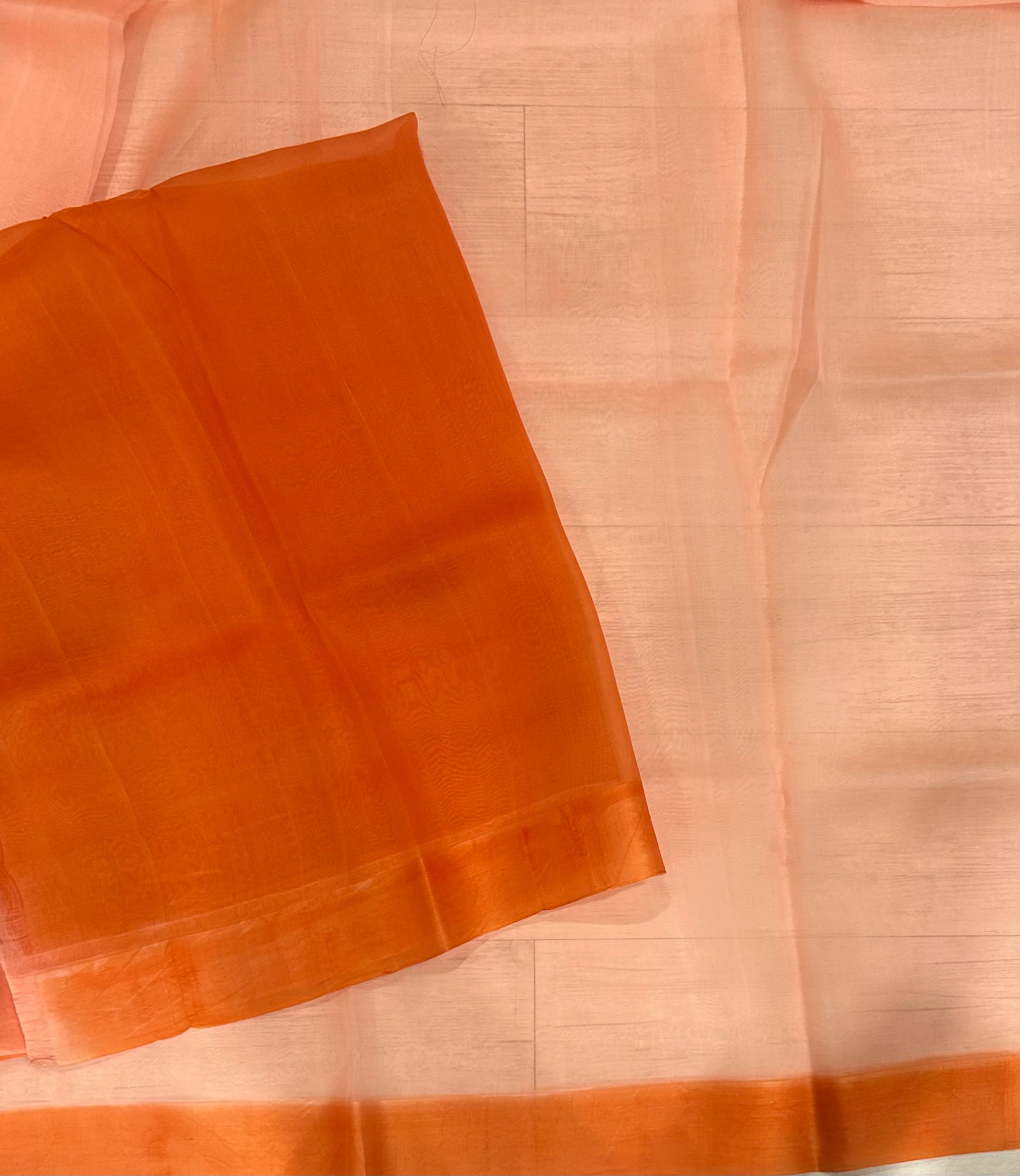 Light orange pure barbie kora 102 organza saree - Image 4