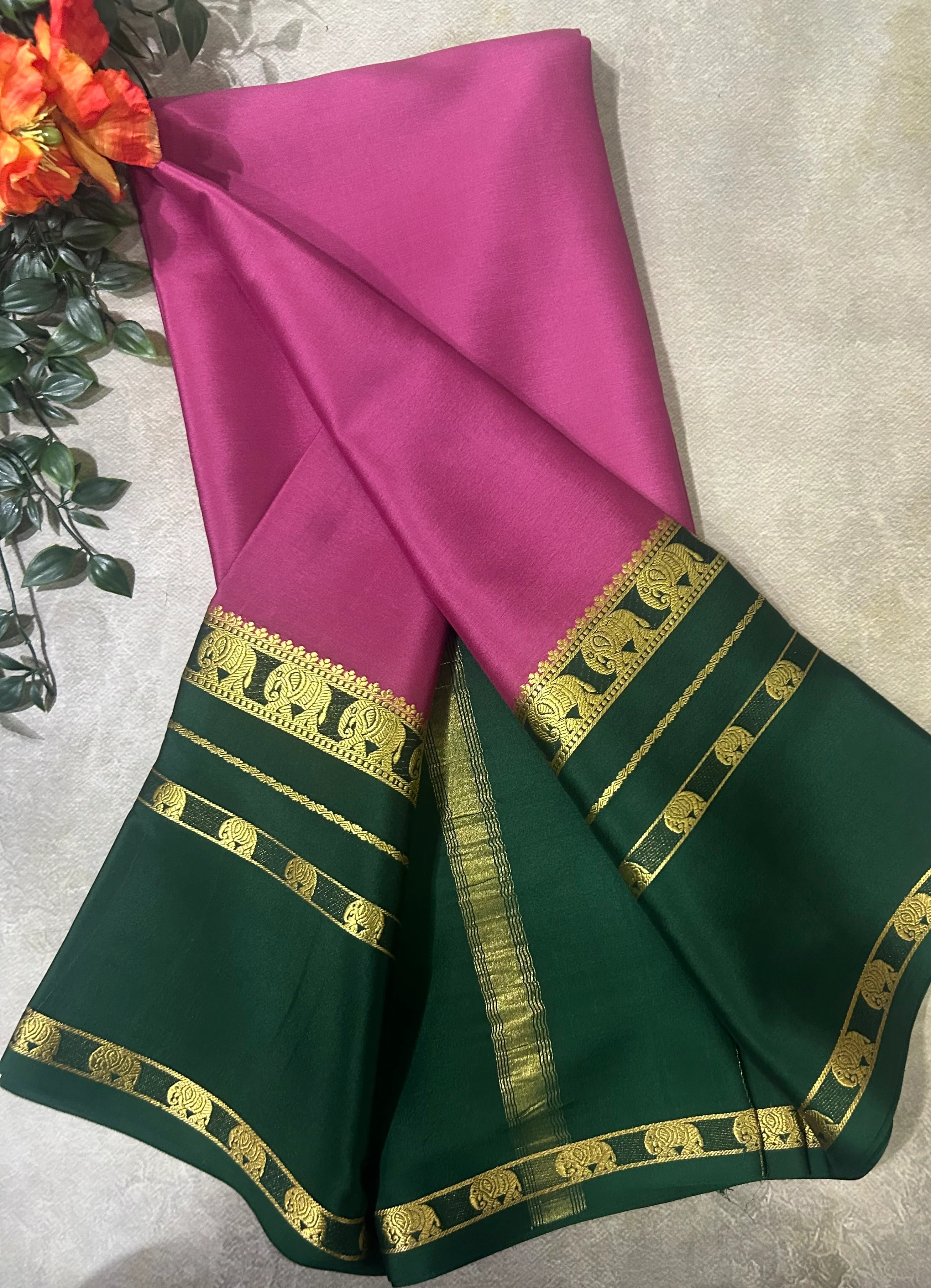 Light purple bentex border pure Mysore silk 104 saree - Image 2
