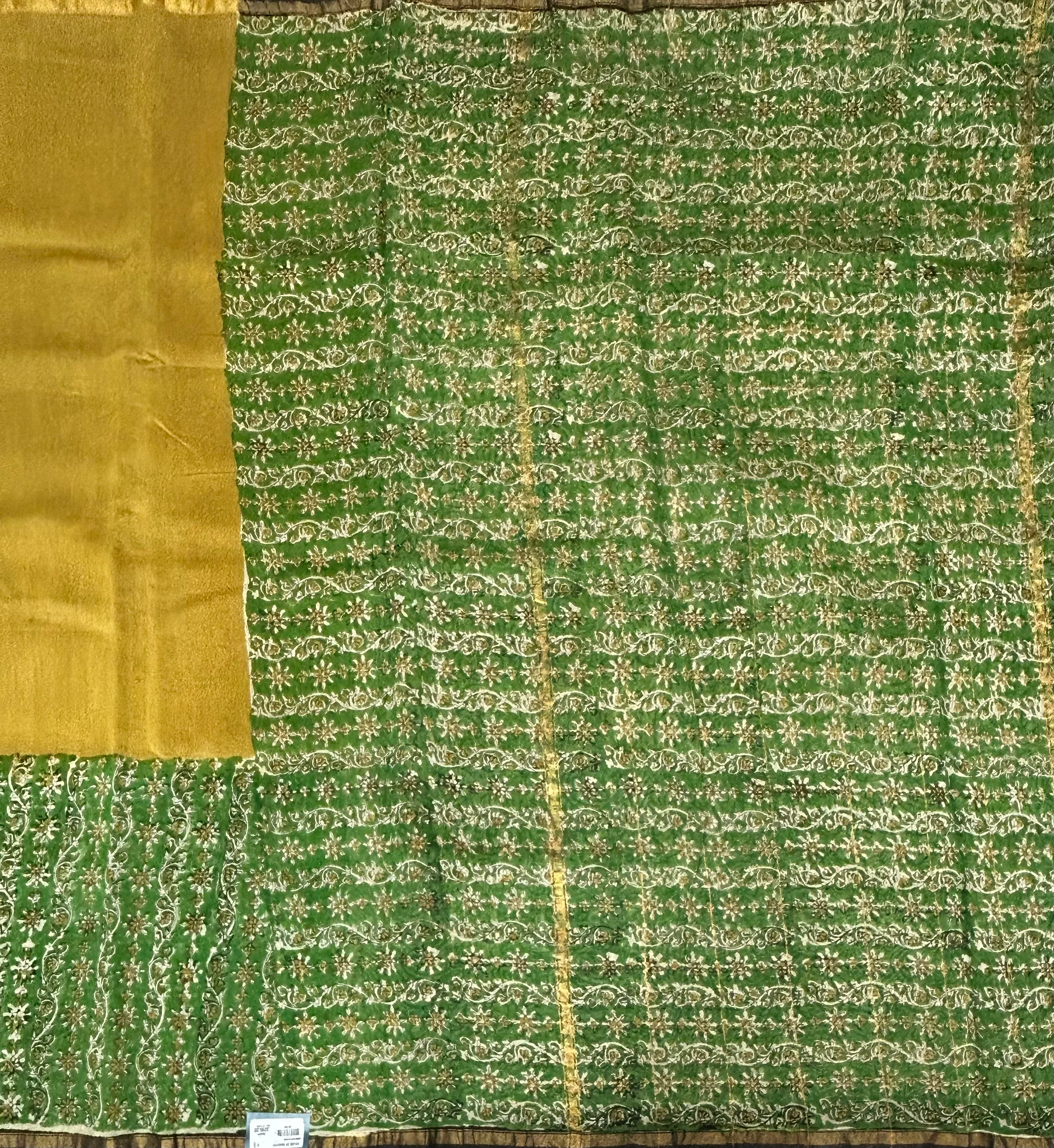 Mustard yellow long border pure maheshwari silk cotton saree - Image 2