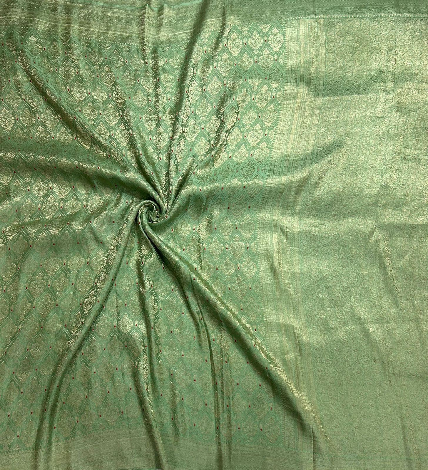 Pastel green brocade pure mysore-104 silk saree - Image 2