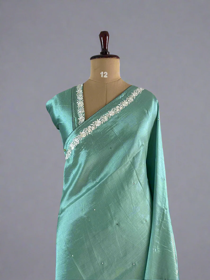 Pastel green Elegant Flamingo Tussar Silk Saree – Graceful Weave with Timeless Appeal,Flamigo tussar-09 - Image 2