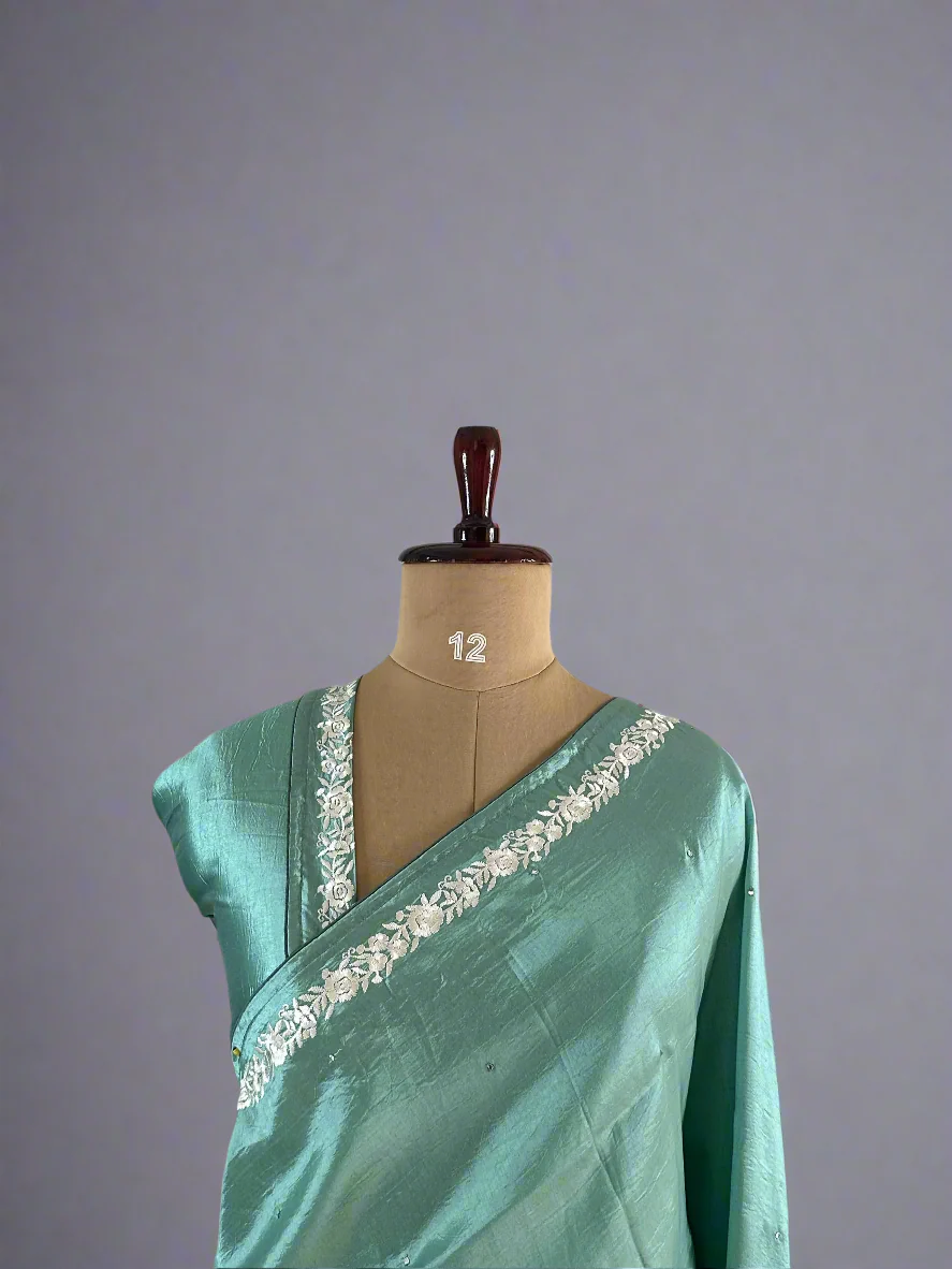 Pastel green Elegant Flamingo Tussar Silk Saree – Graceful Weave with Timeless Appeal,Flamigo tussar-09 - Image 3