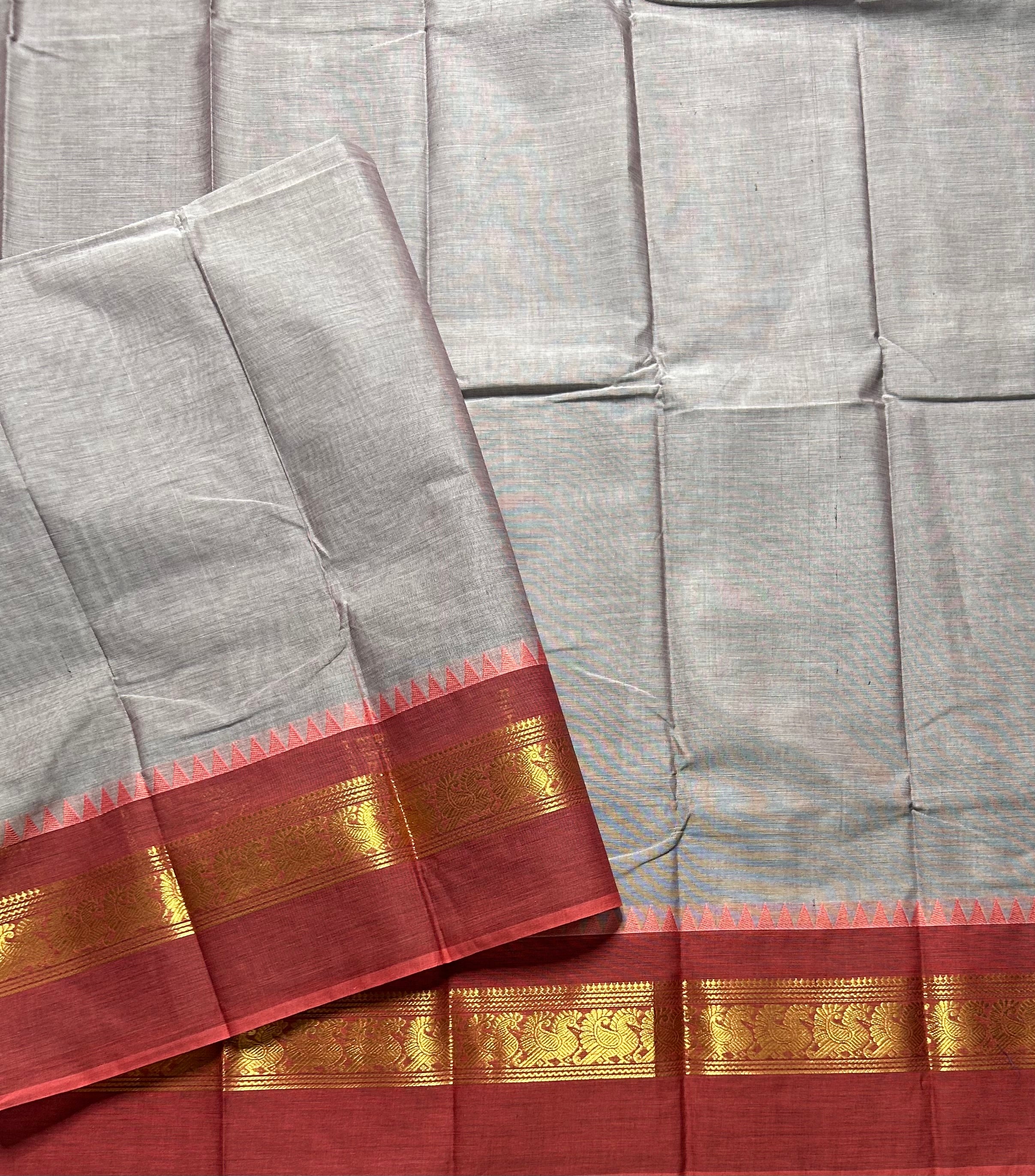 Pastel Kanchi border pure cotton 103 saree - Image 3