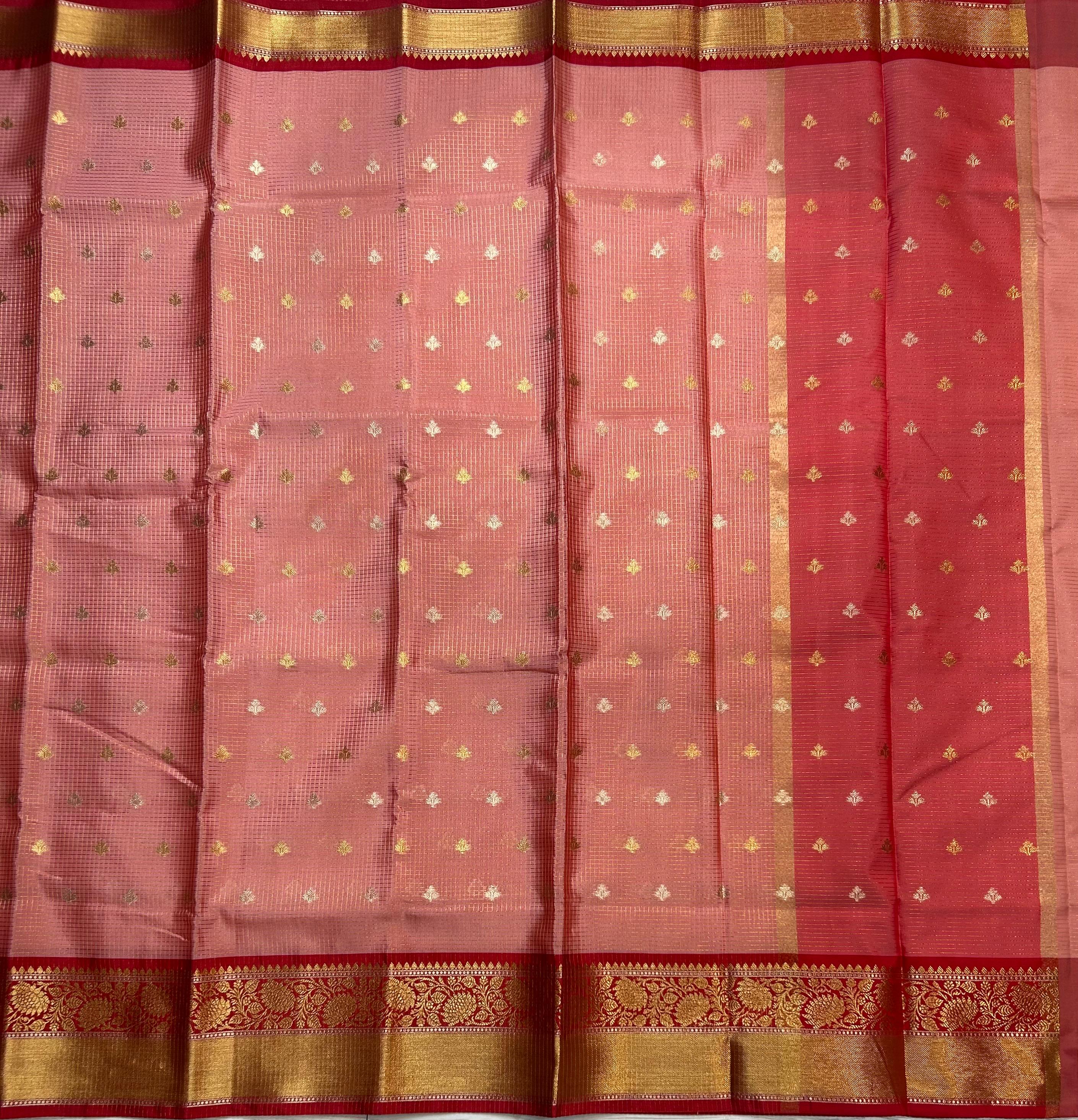 Pastel pink small semi Kanchi-105 saree - Image 3