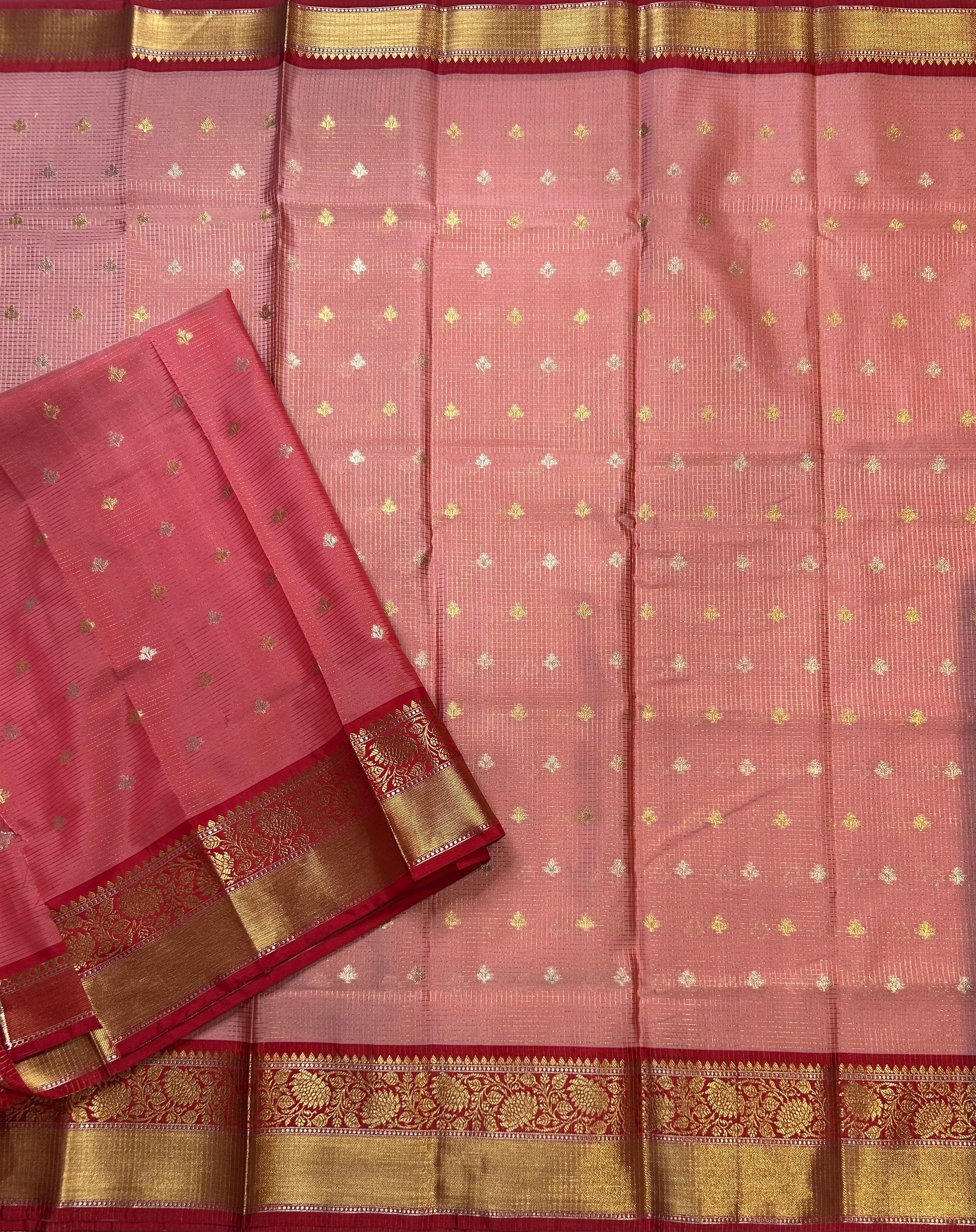 Pastel pink small semi Kanchi-105 saree - Image 4
