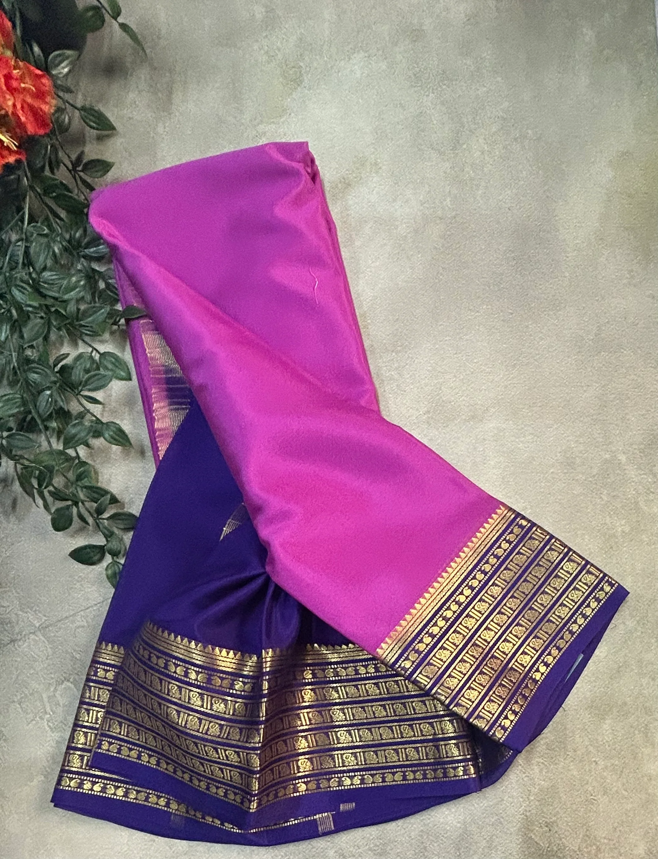 Pink pure Mysore silk saree - Image 3