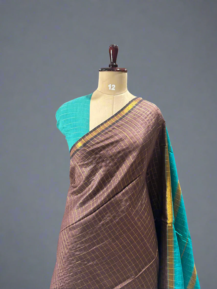 Pure Raw Dupion Silk Saree – Handwoven Elegance with Luxurious Texture - Image 2