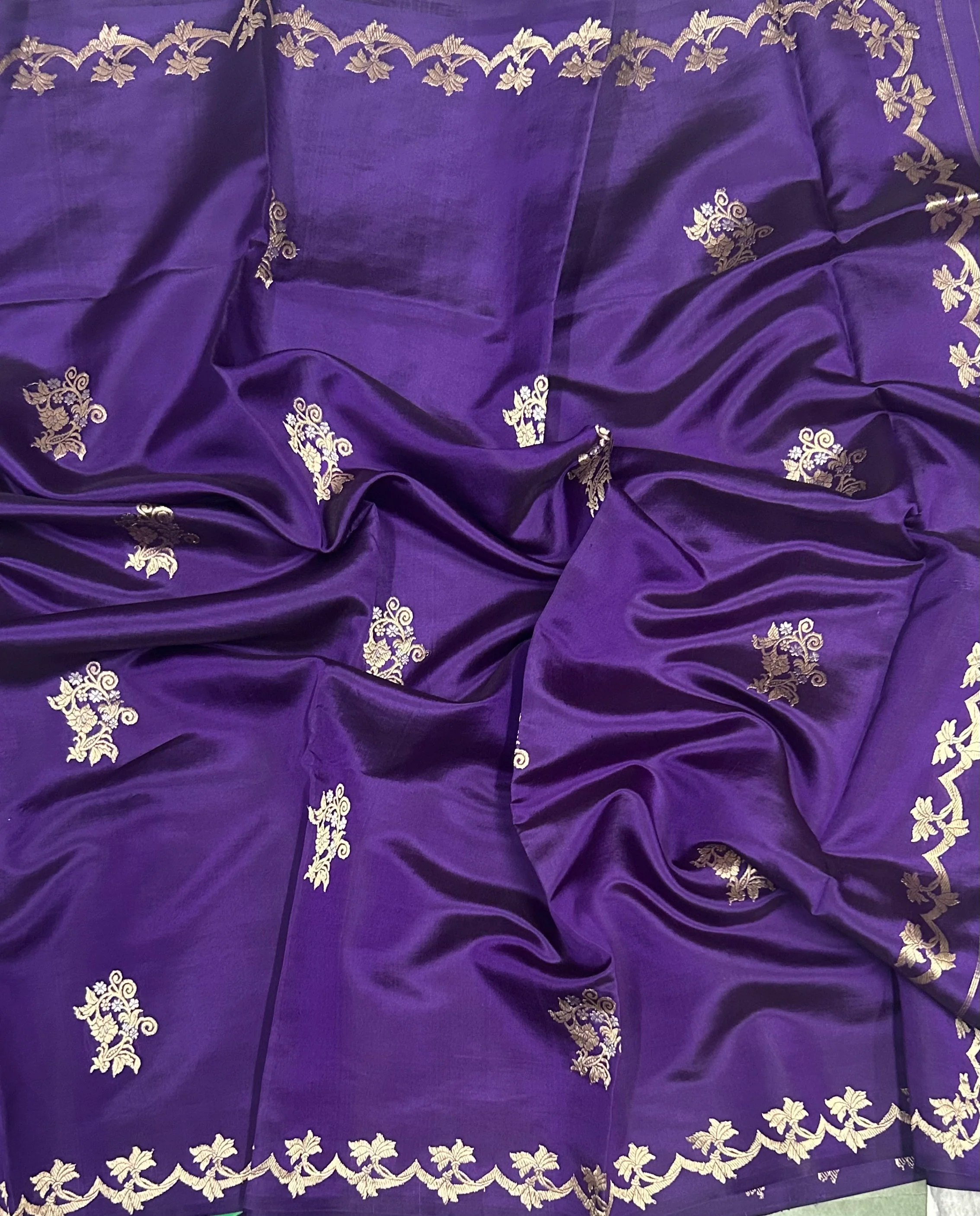 Purple border Butta lightweight pure kathan 103 saree - Image 4
