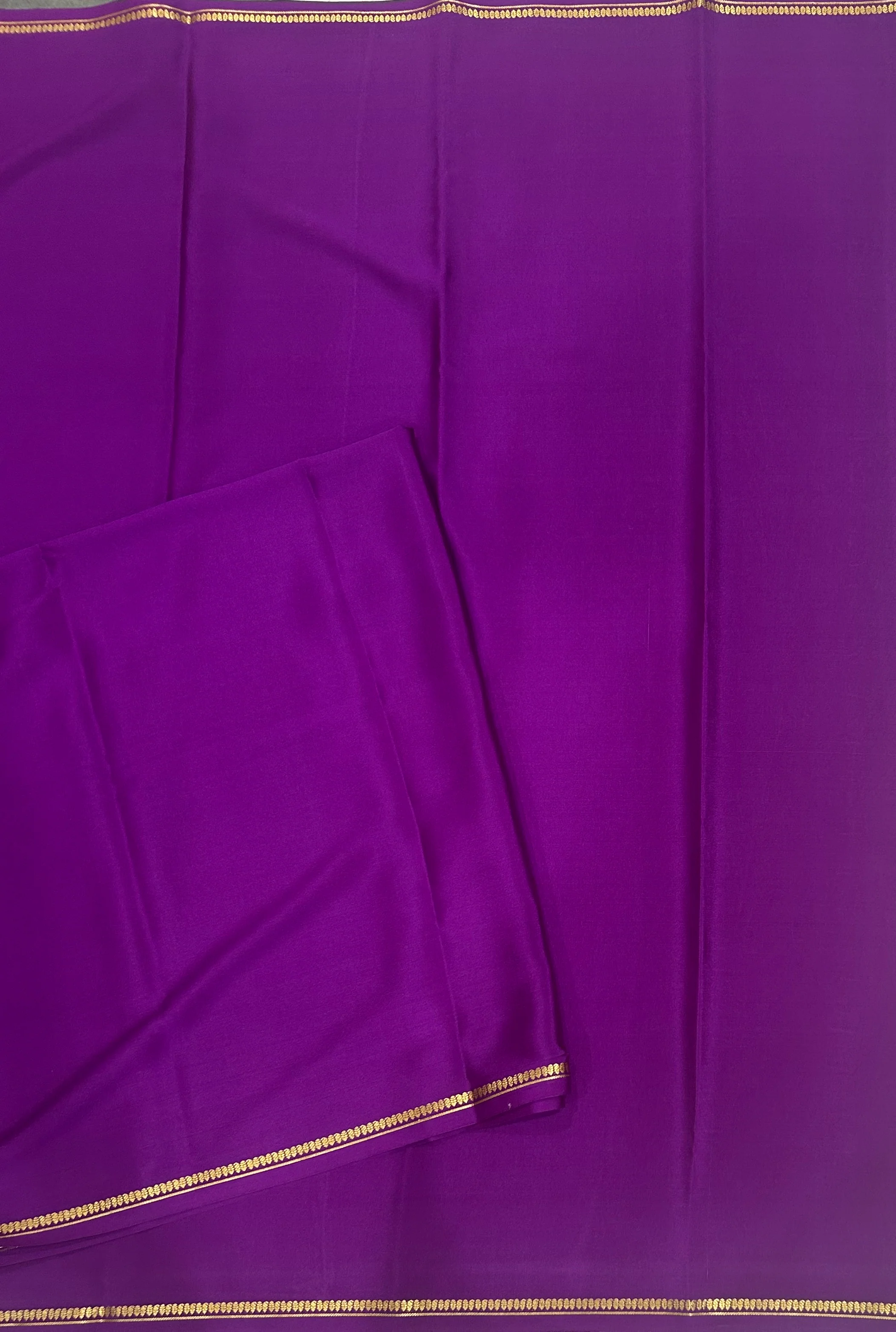 Purple half inch border pure Mysore silk 102 saree - Image 3