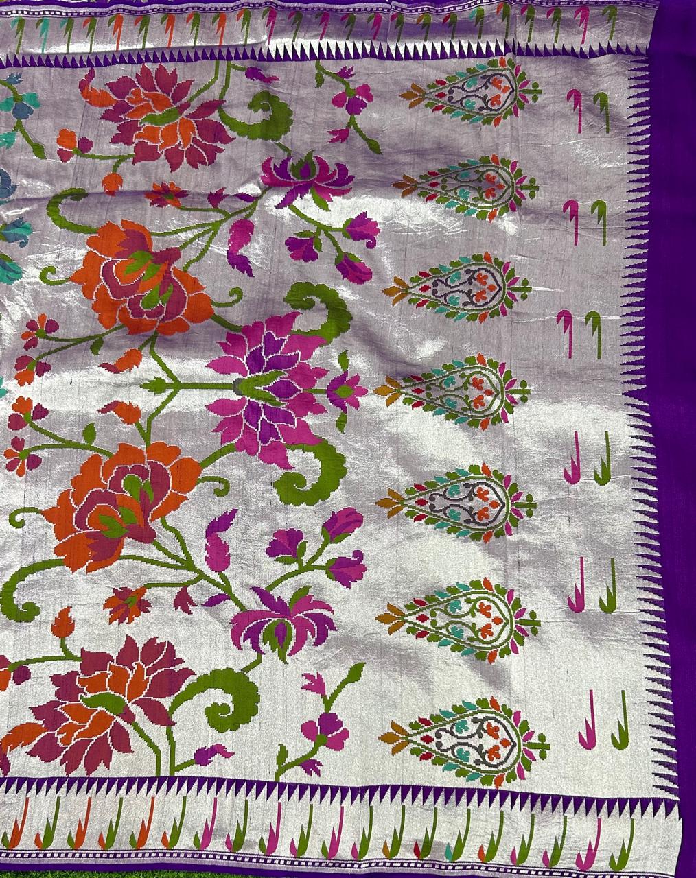 Purple  pure paitani tussar georgette-09 saree - Image 5