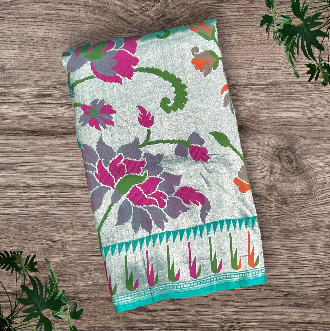 Rama green pure paithani tussar georgette-09 saree - Image 6