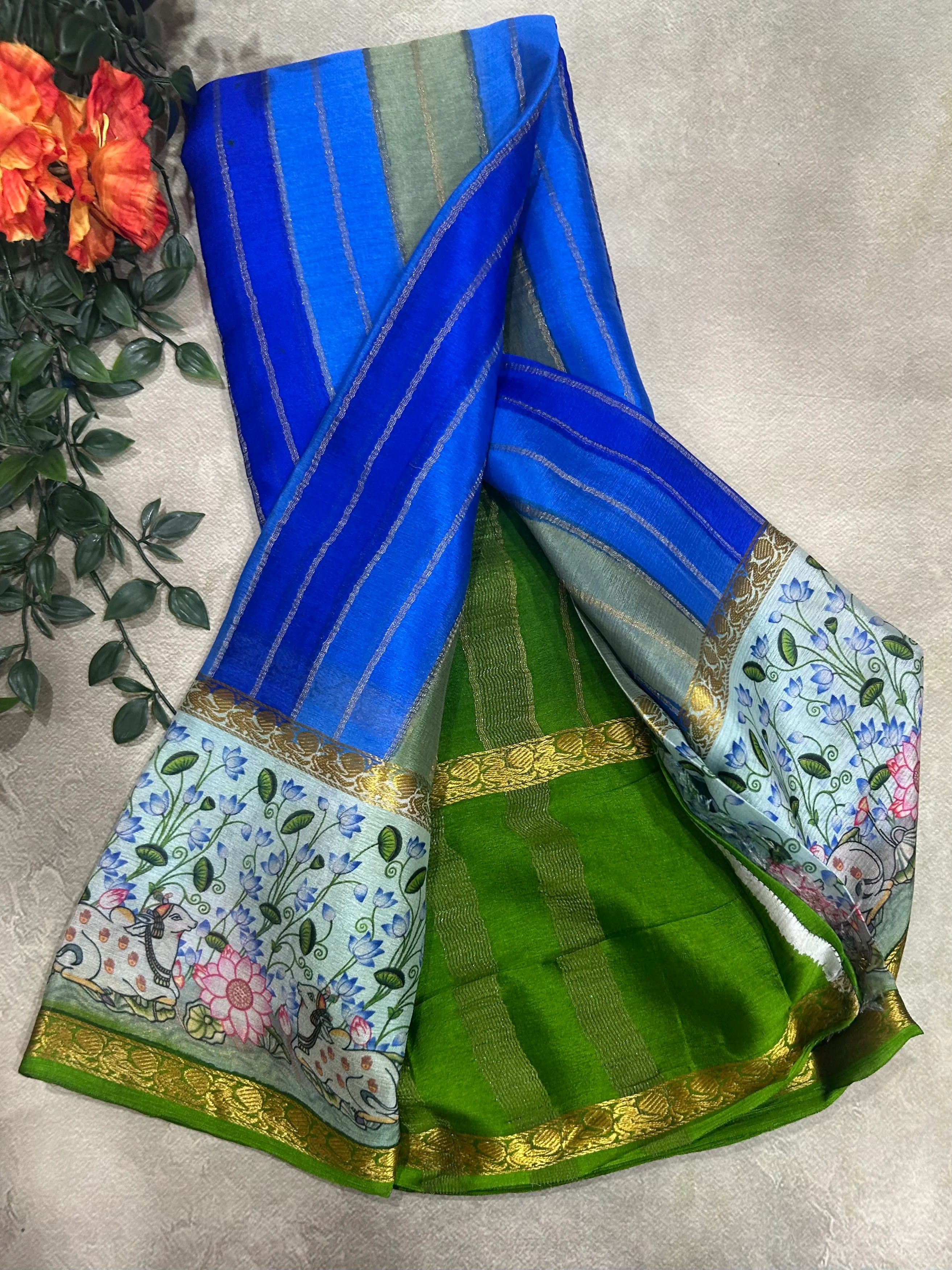 Rankart kalamkari border pure wrinkle 103 crepe silk saree - Image 2