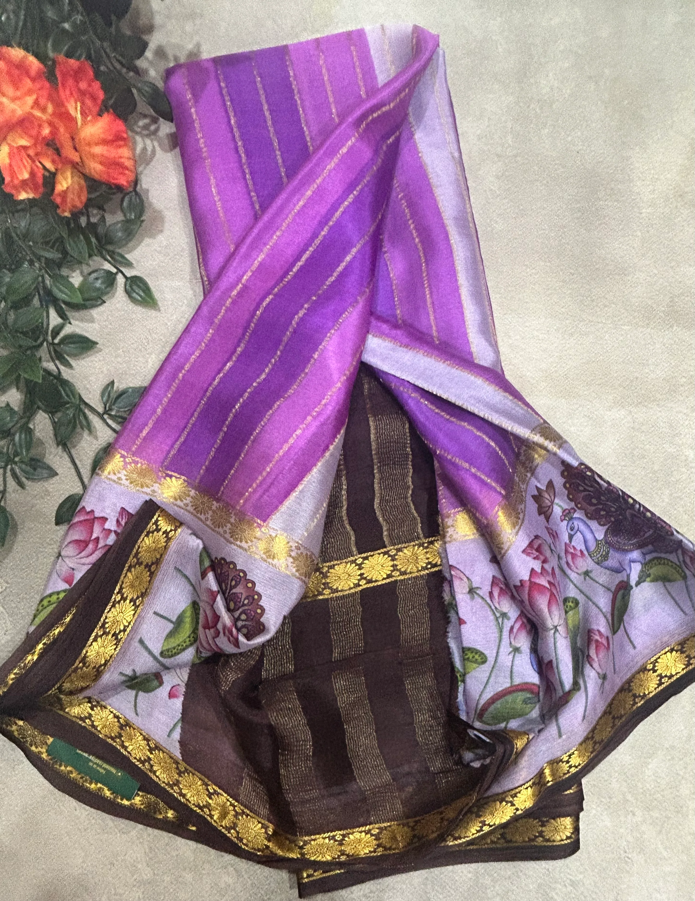 Rankart kalamkari border pure wrinkle 103 crepe silk saree - Image 2