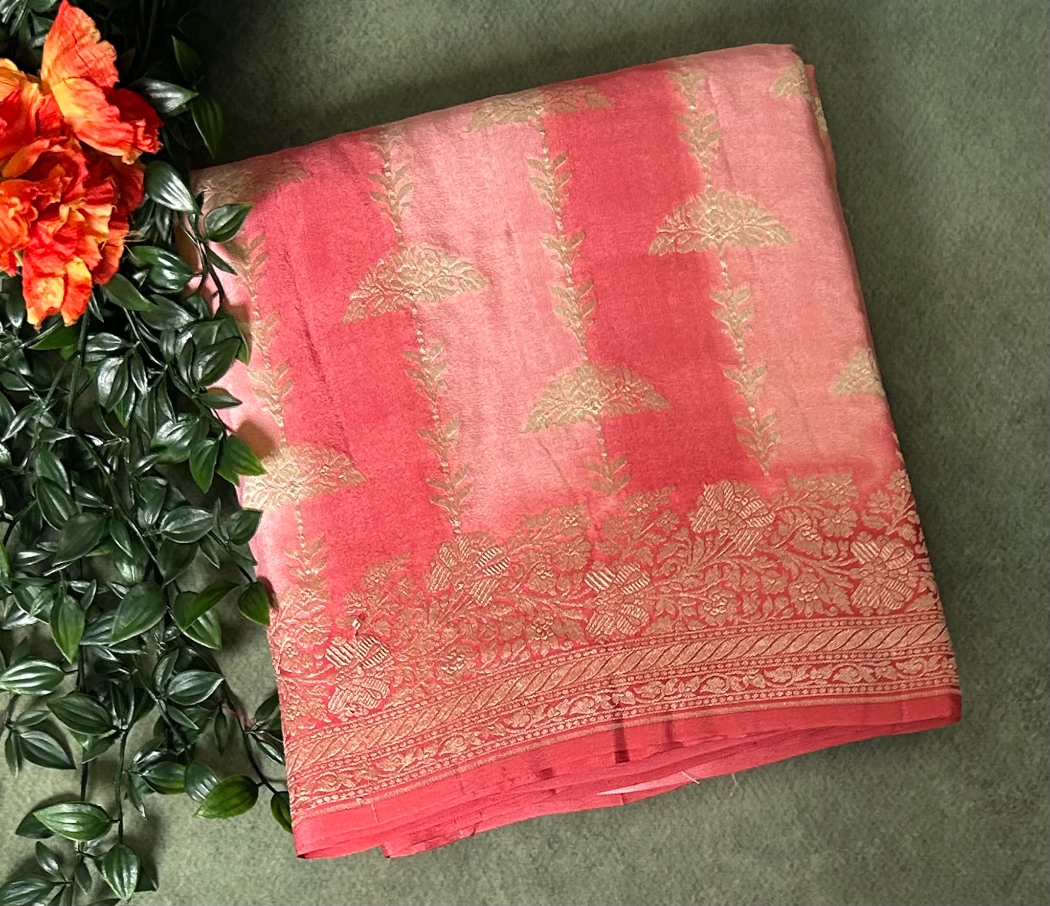 Rankart stripes benarasi pure crepe 103 saree