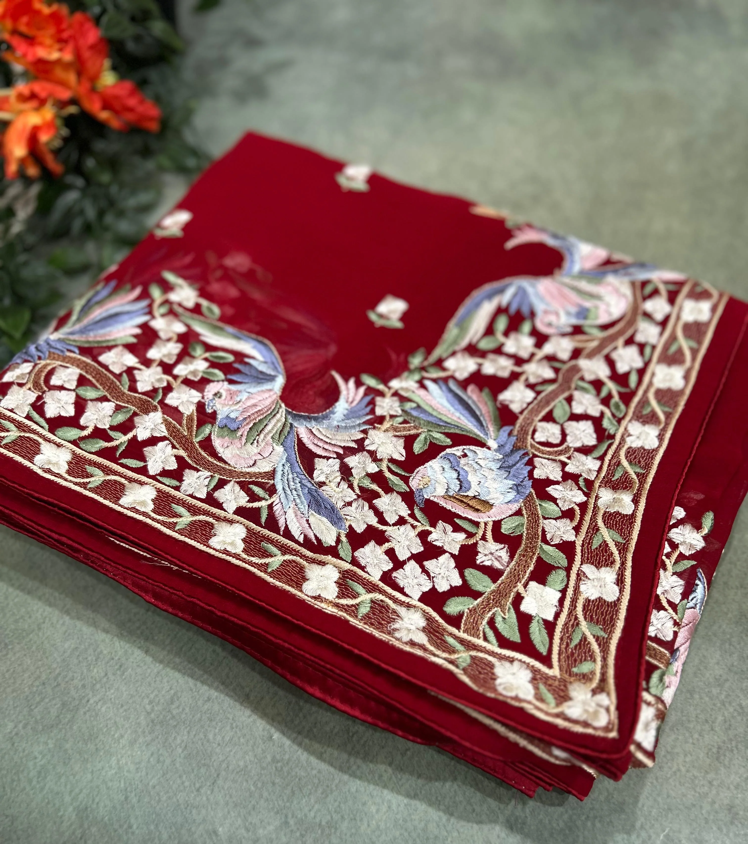 Dark maroon georgette parsi 104 saree - Image 4