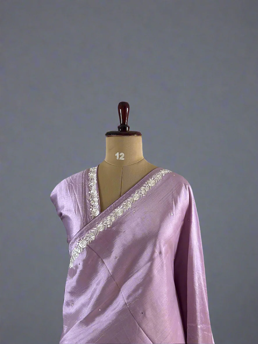 Light purple Elegant Flamingo Tussar Silk Saree – Graceful Weave with Timeless Appeal,Flamigo tussar-09 - Image 3