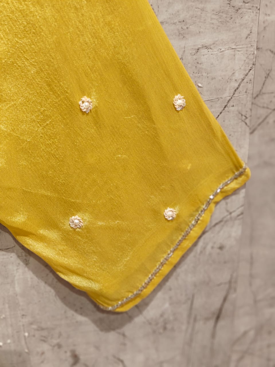 Yellow Anarkali Chinnon Hand Embroidery Kurtha 567 - Image 8
