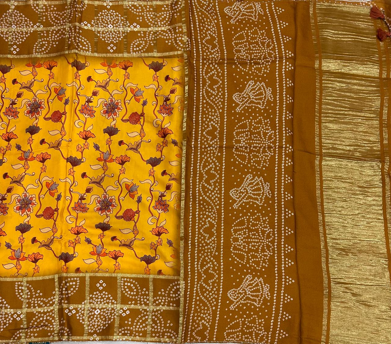 Yellow Patola modal satin 102 saree - Image 4