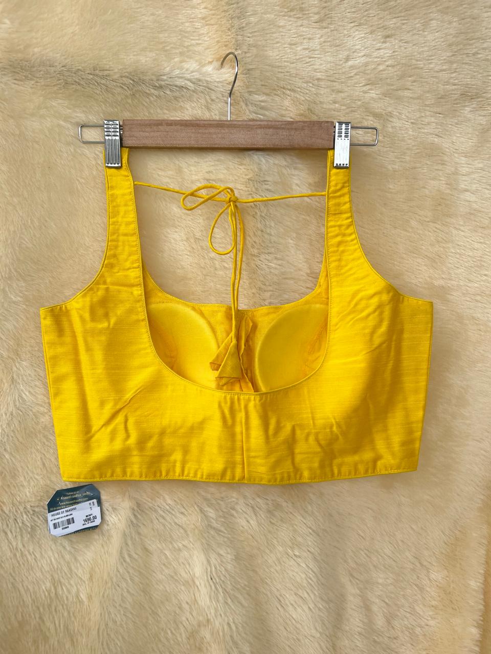 Yellow raw silk sleeveless blouse - Image 3